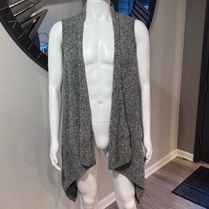 Heather Gray Open Front Sleeveless Long Cardigan